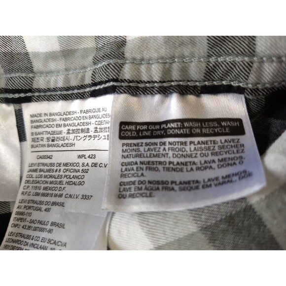 LEVIS Pearl Snap Shirt Mens XXL Plaid Buffalo Check Western Sawtooth Pockets 2XL - Picture 10 of 16